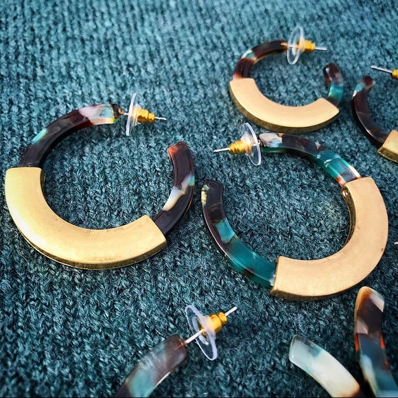 Acrylic & Gold Hoop Earrings - Picture 1 of 4